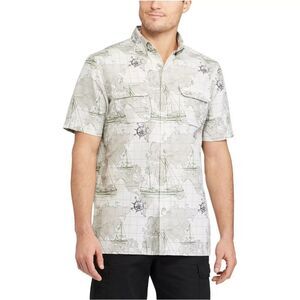 CHAPS map print outdoor easy care performance button down‎ shirt XL